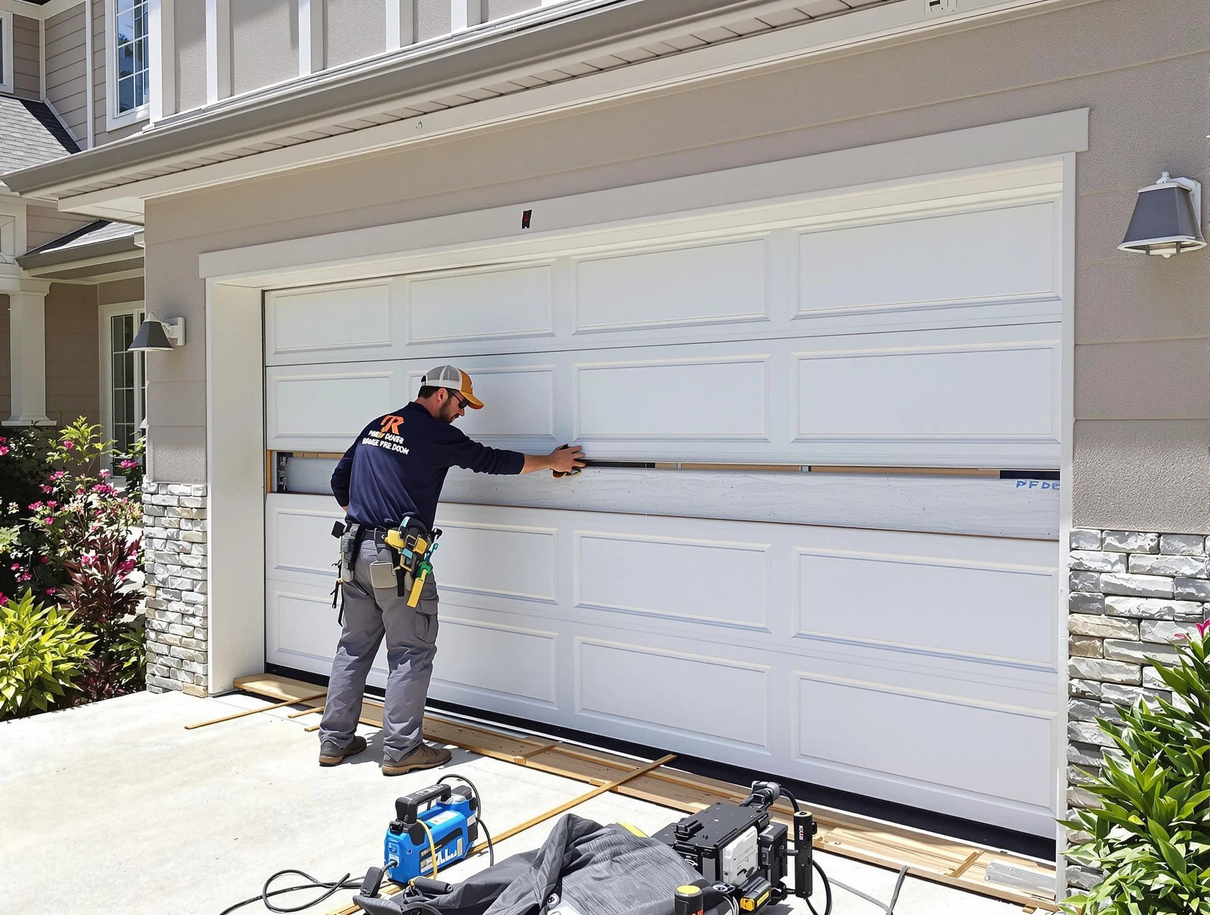 Farr West Garage Door Repair team performing complete garage door replacement at Farr West residence