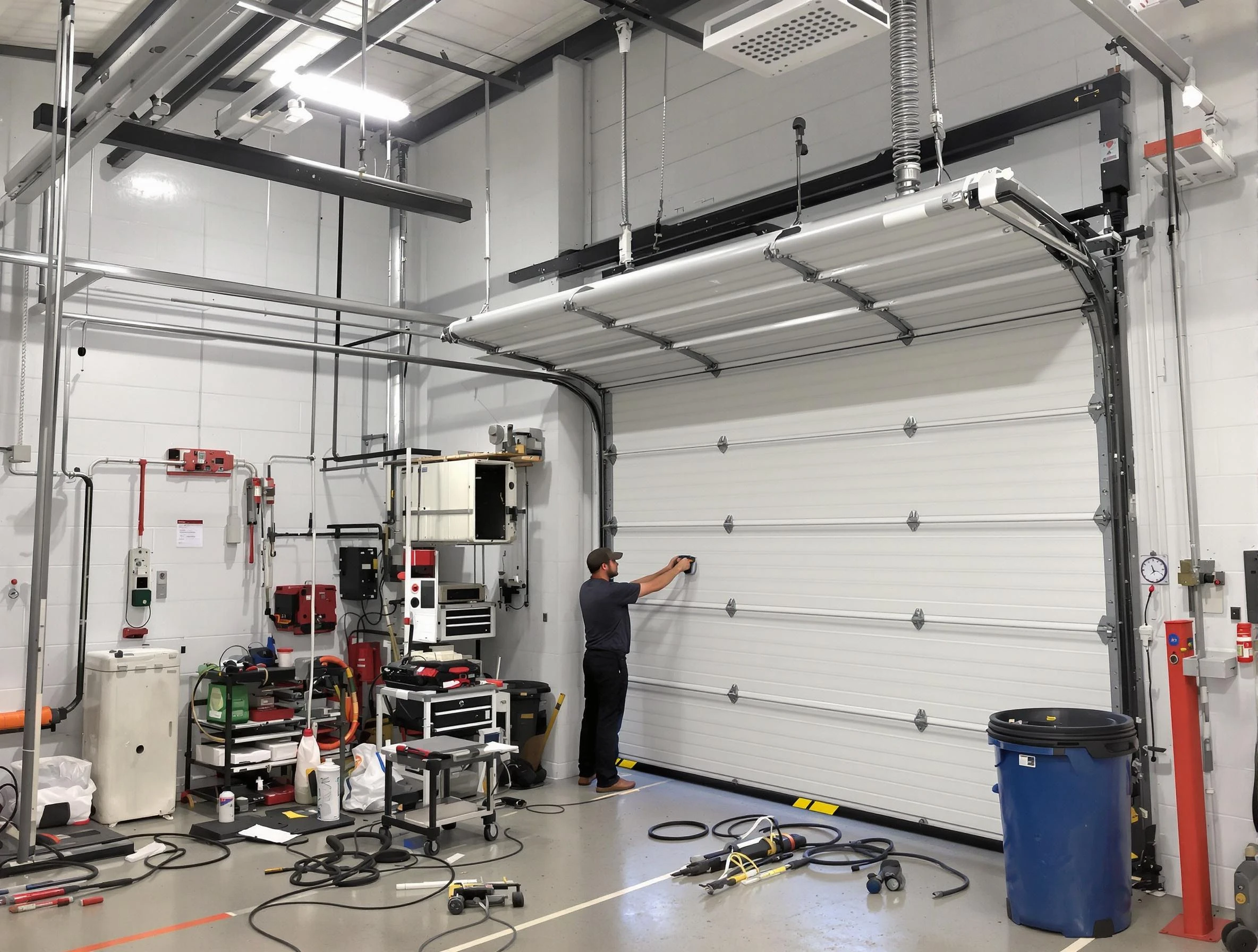 Farr West Garage Door Repair certified technician performing commercial door repair at a Farr West business facility