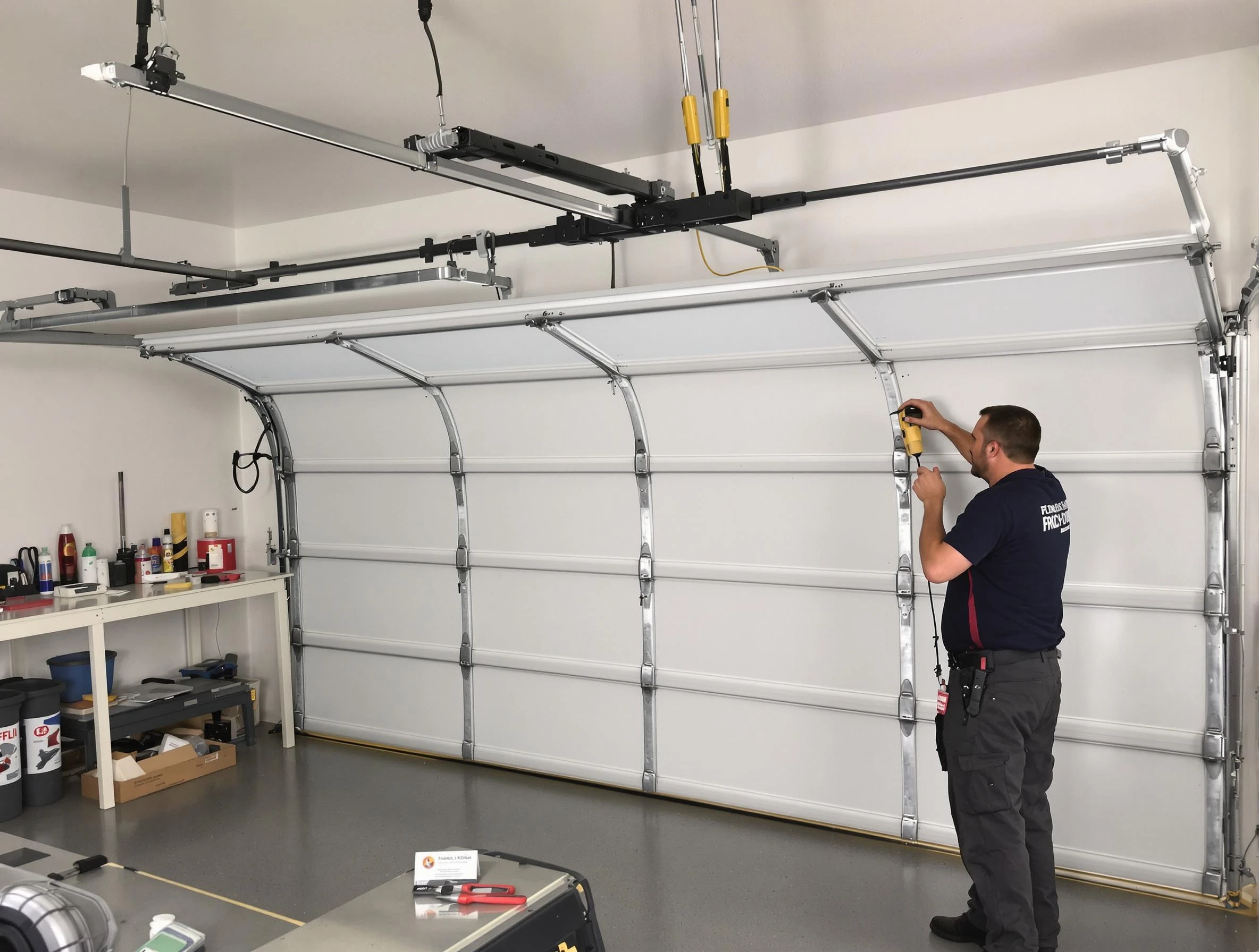 Farr West Garage Door Repair certified technician performing overhead door system repair in Farr West