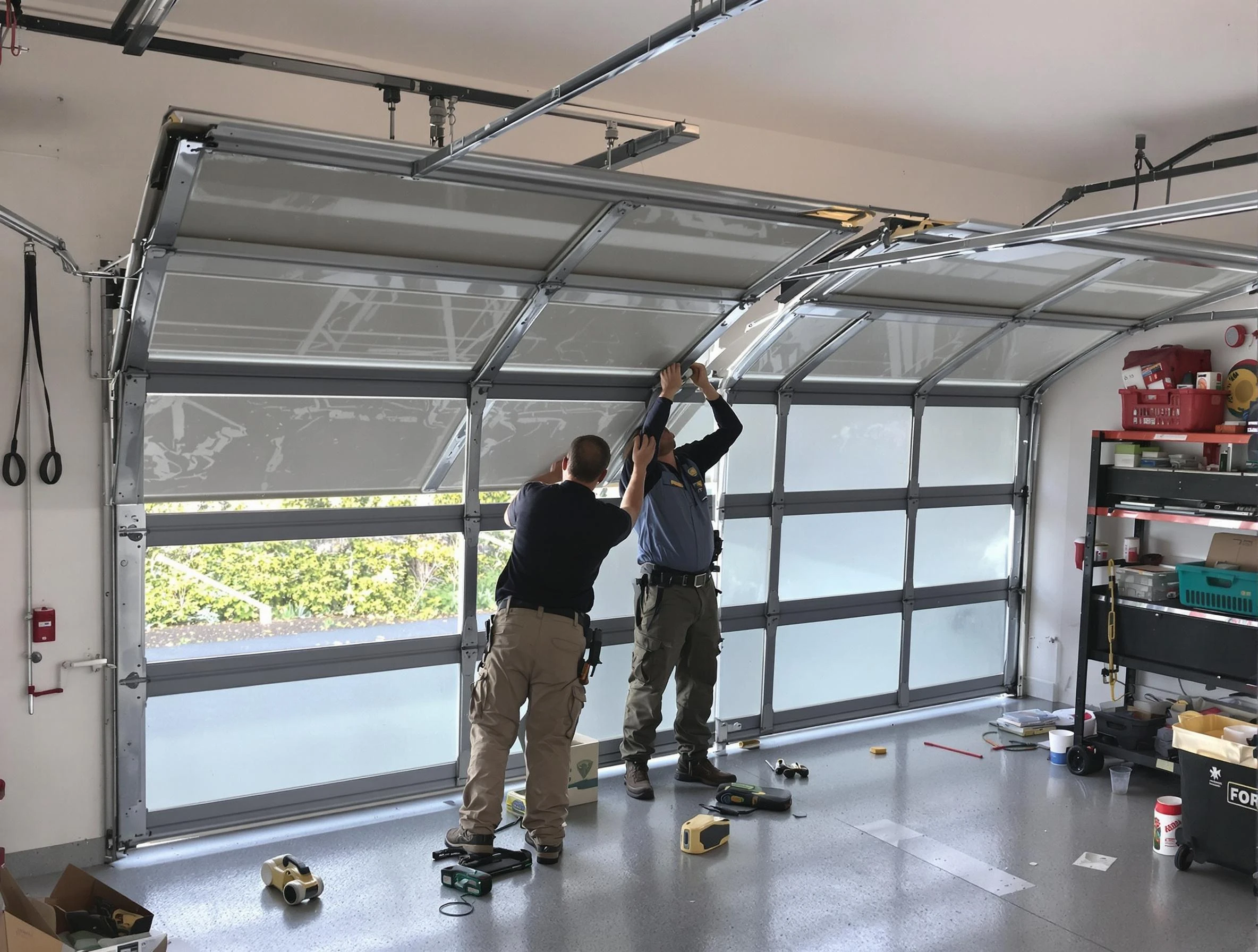 Farr West Garage Door Repair expert performing precise panel replacement on Farr West garage door